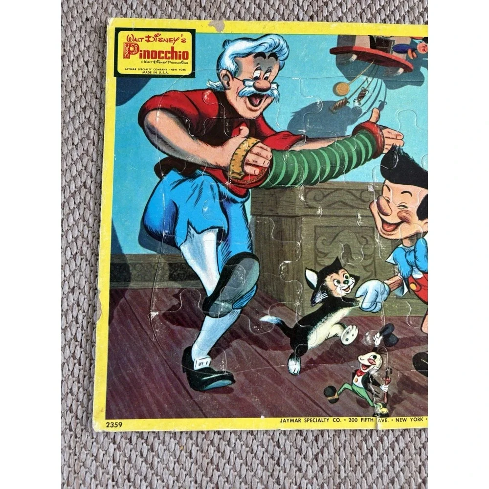 Vintage Disney Pinocchio Jaymar Inlaid Tray Puzzle